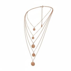 Copper Tone Layered Coin Pendant Necklace